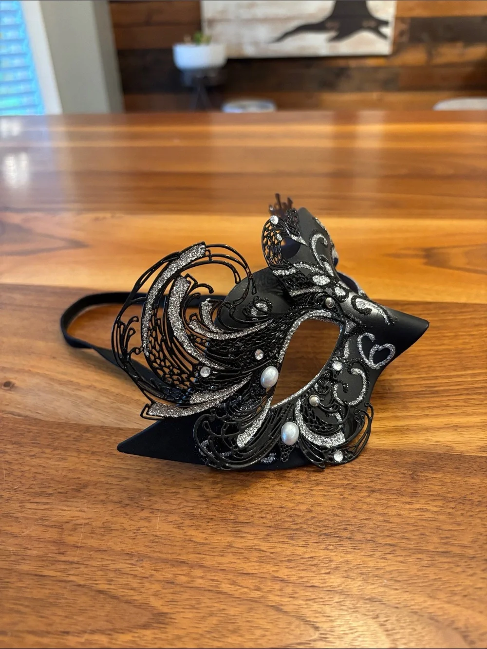 Black and Silver Masquerade Venetian Mask for Party, Prom, Mardi Gras